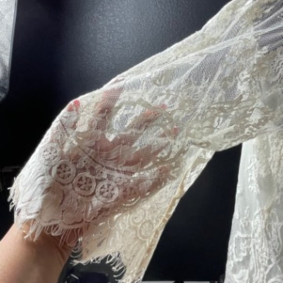 Rickie Freeman For Teri Jon Women's Off-The-Shoulder Lace Blouse Ivory Size 12 - Picture 11 of 14